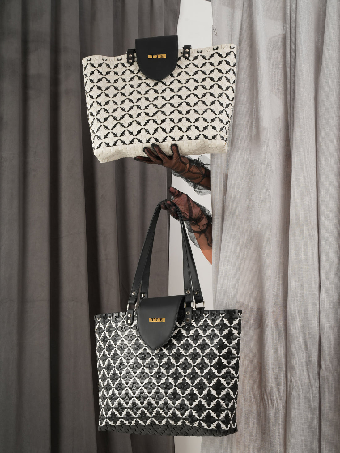 Chettinad Classic Black Tote Bag | variant: Black | variant: White