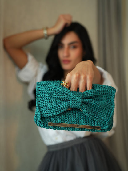 Teal Bow Clutch