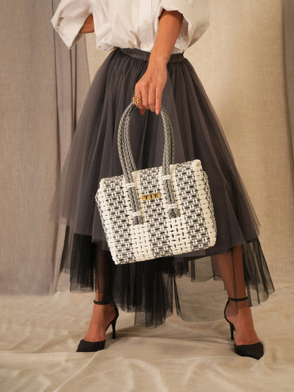 Closeweave Wire Basket - White & Silver