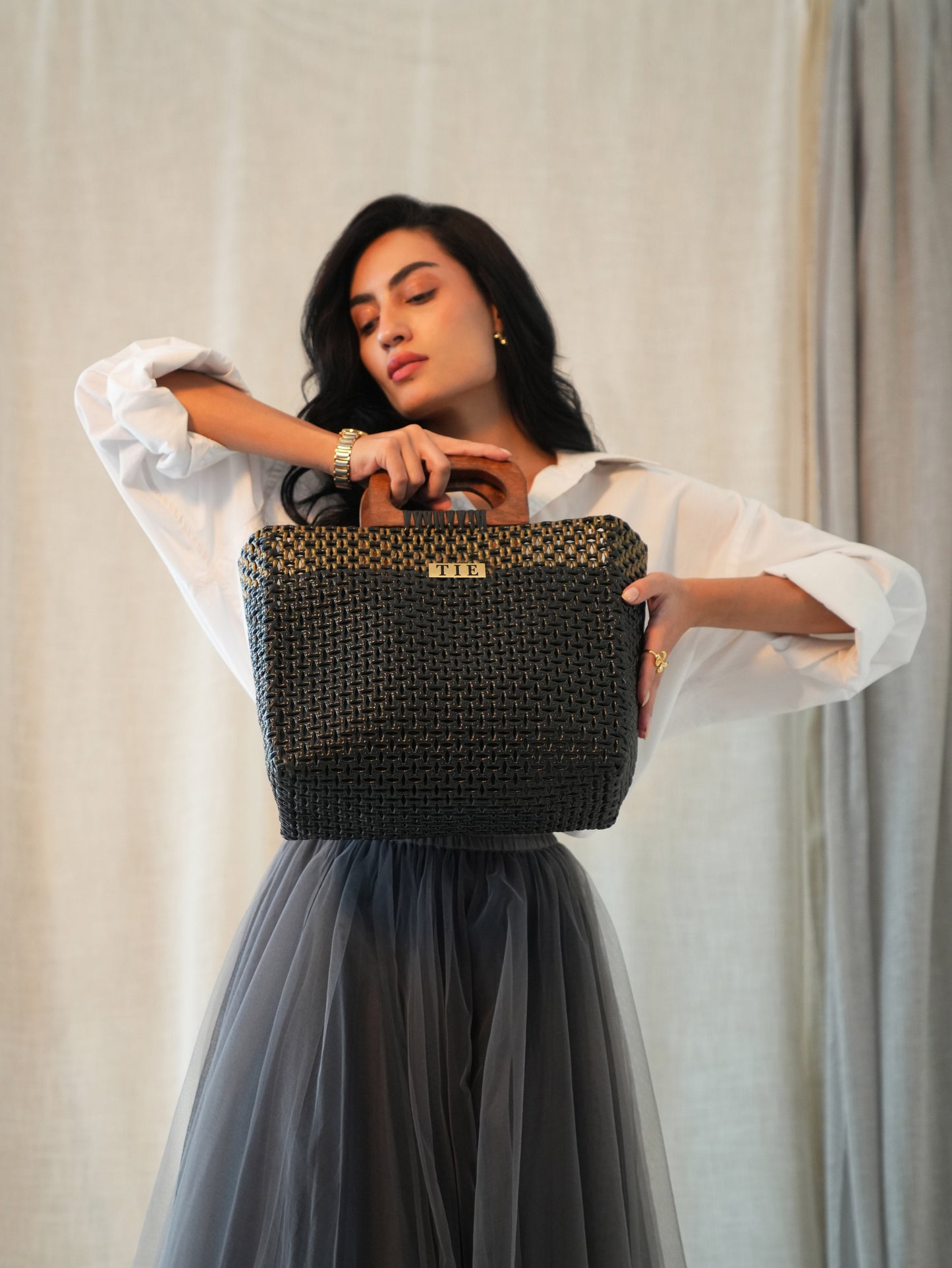 Openweave Wire Basket - Black & Gold