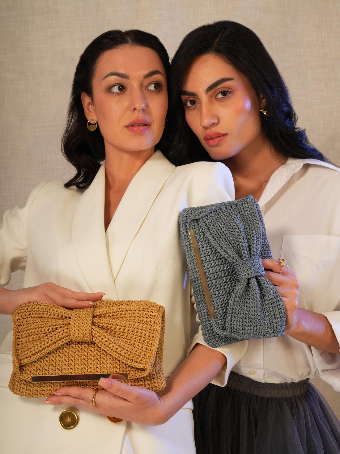 Bow Clutch | variant: Gold | variant: Grey