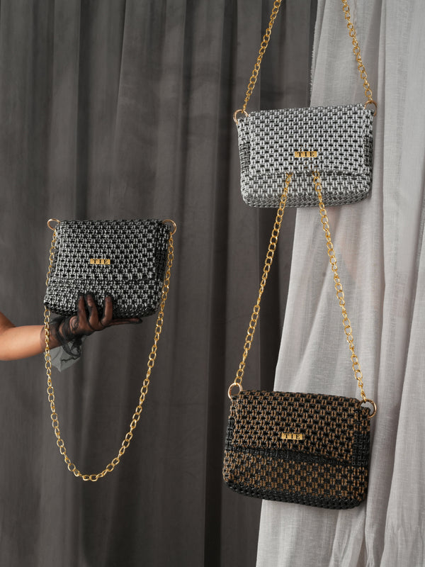Juno Black & Grey Wire Sling | variant: Black & Grey | variant: Black & Gold | variant: White & Grey