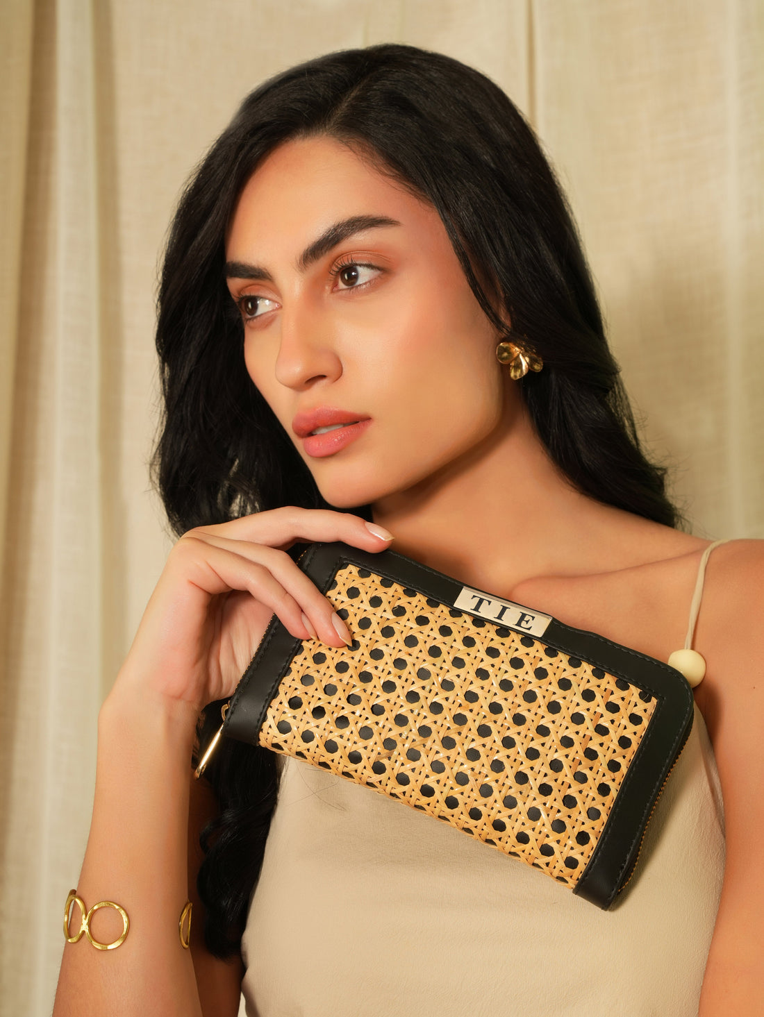 Twyla Tan Cane Clutch | variant: Black