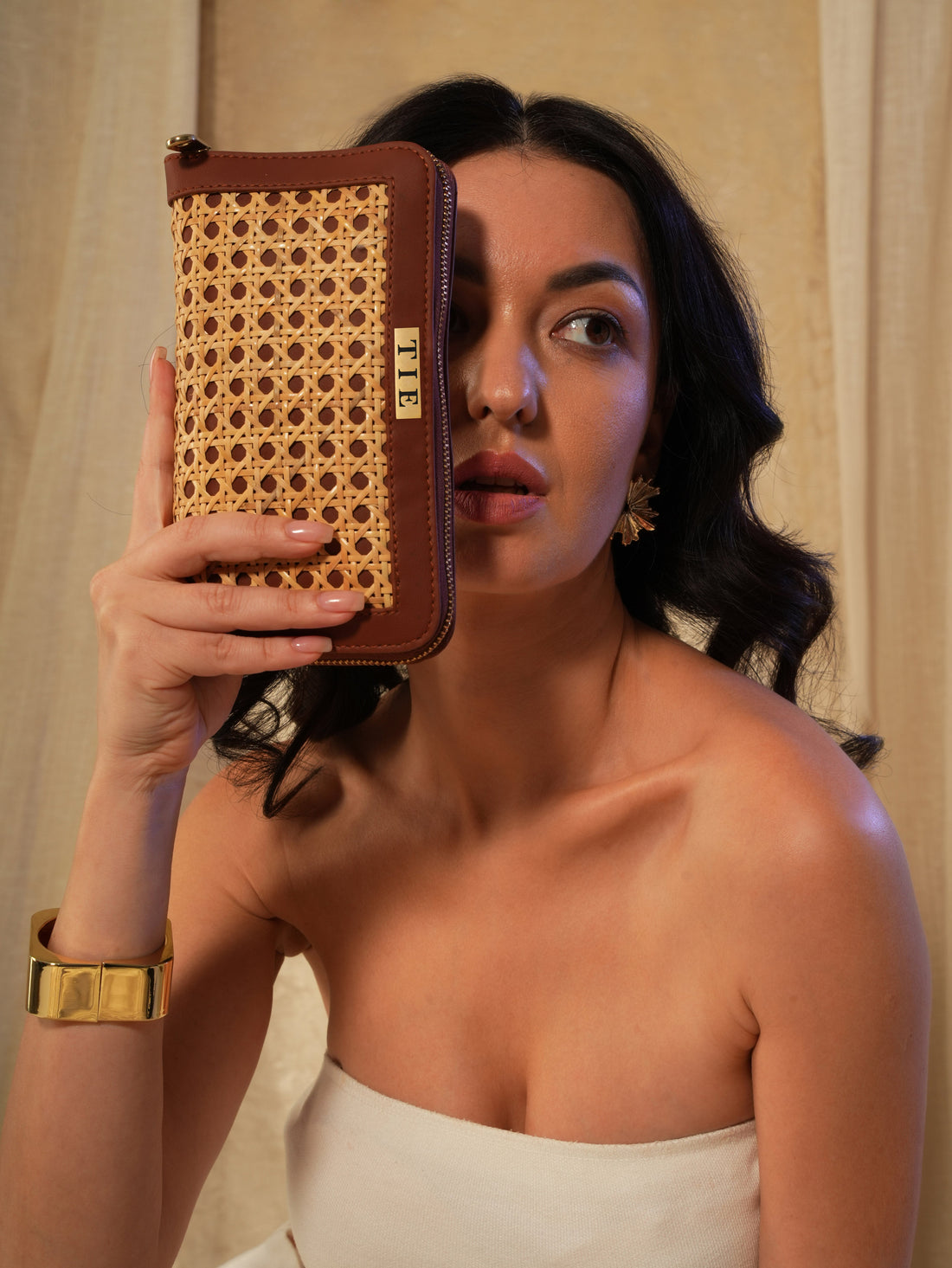 Twyla Tan Cane Clutch | variant: Tan